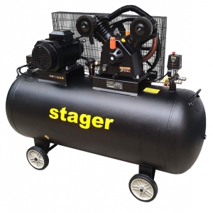 Stager HMV0.6/370-10 compresor aer, 370L, 10bar, 600L/min, trifazat, angrenare curea#1